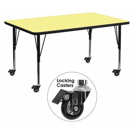 Rectangle Activity Table, Laminate, Yellow MPN:XU-A3060-REC-YEL-T-P-CAS-GG