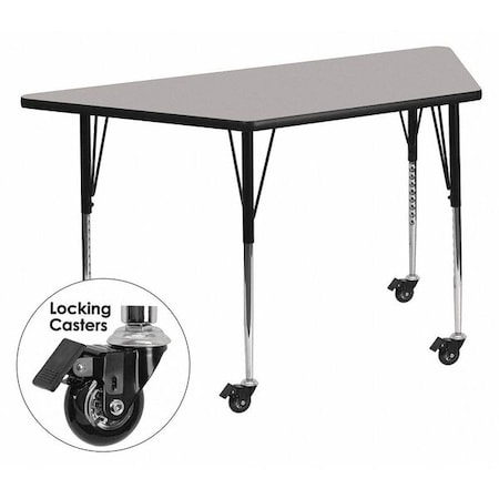 Trapezoid Activity Table, 29 W, 57 L, 30.37 H, Chrome, Laminate, Particleboard, Steel, Grey MPN:XU-A3060-TRAP-GY-T-A-CAS-GG