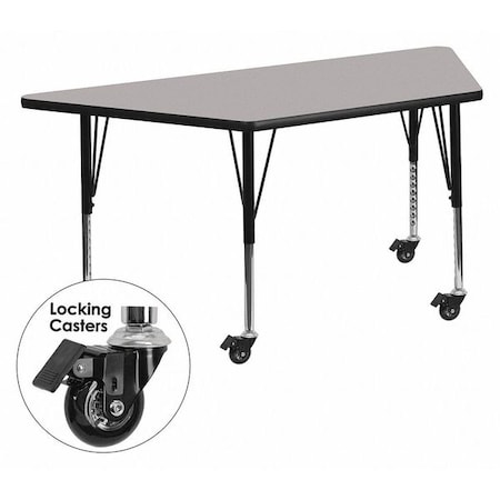Trapezoid Activity Table, Chrome, Laminate, Particleboard, Steel, Grey MPN:XU-A3060-TRAP-GY-T-P-CAS-GG