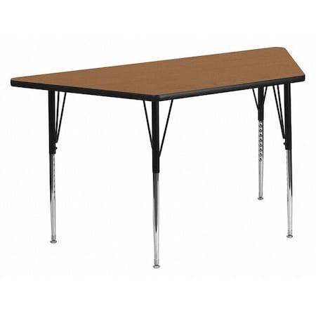 Trapezoid Activity Table, Chrome, Laminate, Particleboard, Steel, Wood Grain MPN:XU-A3060-TRAP-OAK-T-A-GG