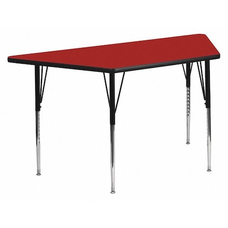Trapezoid Activity Table, Chrome, Laminate, Particleboard, Steel, Red MPN:XU-A3060-TRAP-RED-T-A-GG