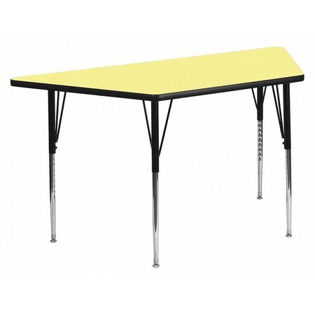 Trapezoid Activity Table, 29 W, 57 L, 30.125 H, Chrome, Laminate, Particleboard, Steel, Yellow MPN:XU-A3060-TRAP-YEL-T-A-GG