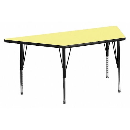Trapezoid Activity Table, 29 W, 57 L, 25.125 H, Chrome, Laminate, Particleboard, Steel, Yellow MPN:XU-A3060-TRAP-YEL-T-P-GG