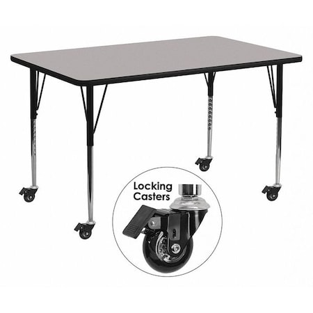 Rectangle Activity Table, Laminate, Grey MPN:XU-A3072-REC-GY-T-A-CAS-GG