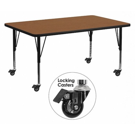 Rectangle Activity Table, Laminate, Wood Grain MPN:XU-A3072-REC-OAK-H-P-CAS-GG