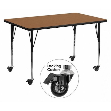 Rectangle Activity Table, Laminate, Wood Grain MPN:XU-A3072-REC-OAK-T-A-CAS-GG