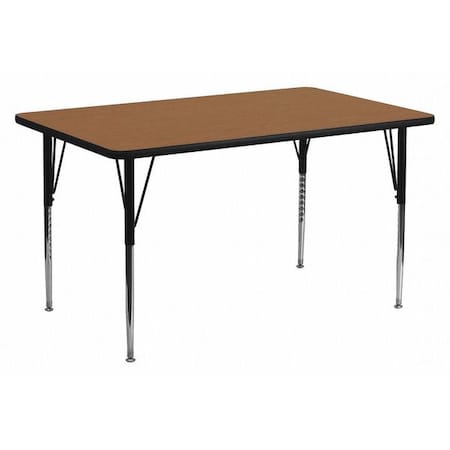 Rectangle Activity Table, Chrome, Laminate, Particleboard, Steel, Wood Grain MPN:XU-A3072-REC-OAK-T-A-GG