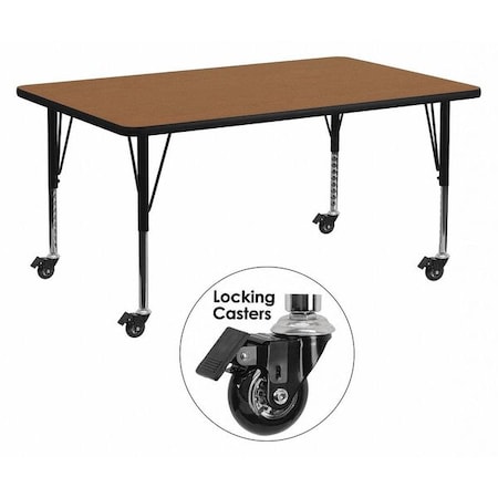 Rectangle Activity Table, Laminate, Wood Grain MPN:XU-A3072-REC-OAK-T-P-CAS-GG