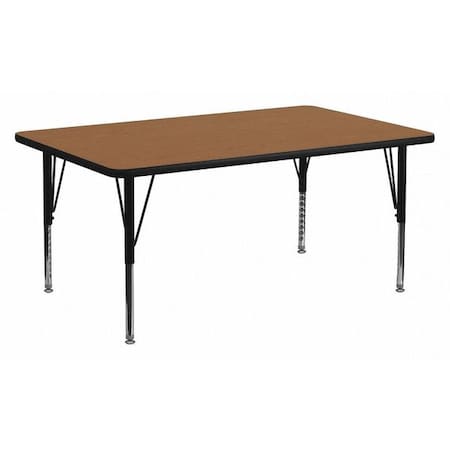 Rectangle Activity Table, Chrome, Laminate, Particleboard, Steel, Wood Grain MPN:XU-A3072-REC-OAK-T-P-GG