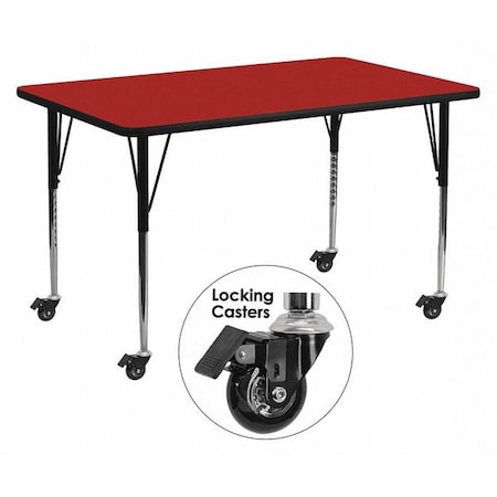 Rectangle Actvt Table, Rect, Red, Lckng Cstrs, 30