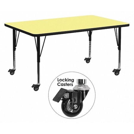 Rectangle Activity Table, Laminate, Yellow MPN:XU-A3072-REC-YEL-T-P-CAS-GG