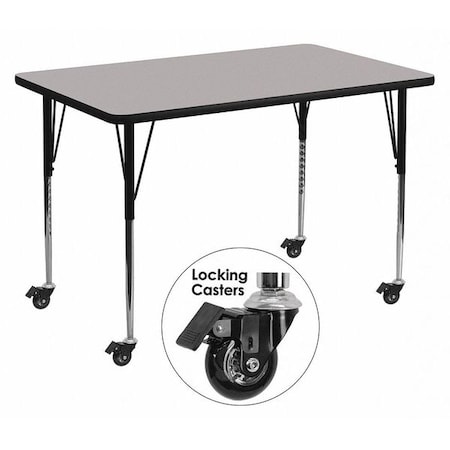 Rectangle Activity Table, Laminate, Grey MPN:XU-A3672-REC-GY-T-A-CAS-GG