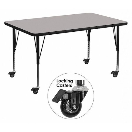 Rectangle Activity Table, Laminate, Grey MPN:XU-A3672-REC-GY-T-P-CAS-GG