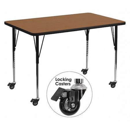 Rectangle Activity Table, Laminate, Wood Grain MPN:XU-A3672-REC-OAK-T-A-CAS-GG