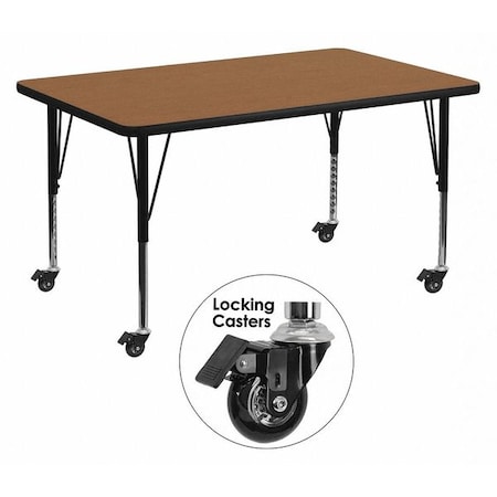 Rectangle Activity Table, Laminate, Wood Grain MPN:XU-A3672-REC-OAK-T-P-CAS-GG