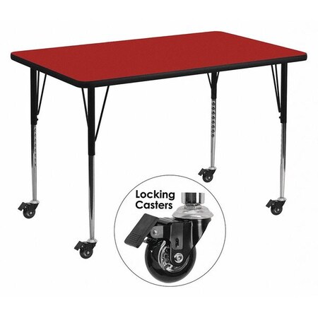 Rectangle Actvt Table, Rect, Red, Lckng Cstrs, 36