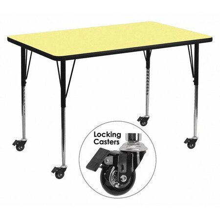 Rectangle Activity Table, Laminate, Yellow MPN:XU-A3672-REC-YEL-T-A-CAS-GG