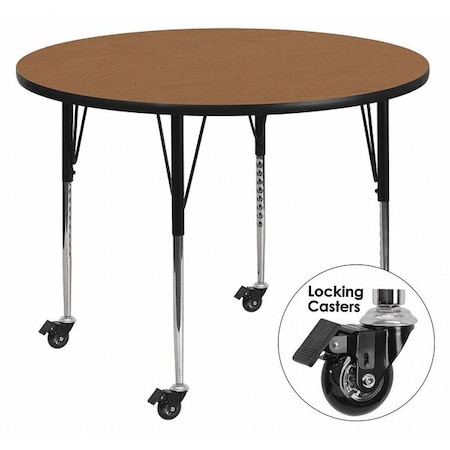 Round Activity Table, Laminate, Wood Grain MPN:XU-A42-RND-OAK-T-A-CAS-GG