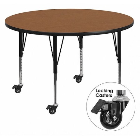 Round Activity Table, Laminate, Wood Grain MPN:XU-A42-RND-OAK-T-P-CAS-GG