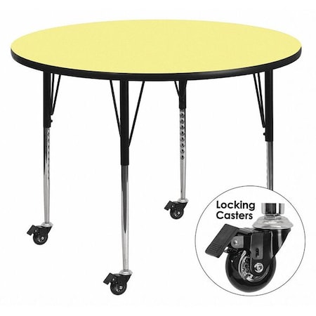 Round Activity Table, Laminate, Yellow MPN:XU-A42-RND-YEL-T-A-CAS-GG