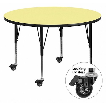 Round Activity Table, Laminate, Yellow MPN:XU-A42-RND-YEL-T-P-CAS-GG