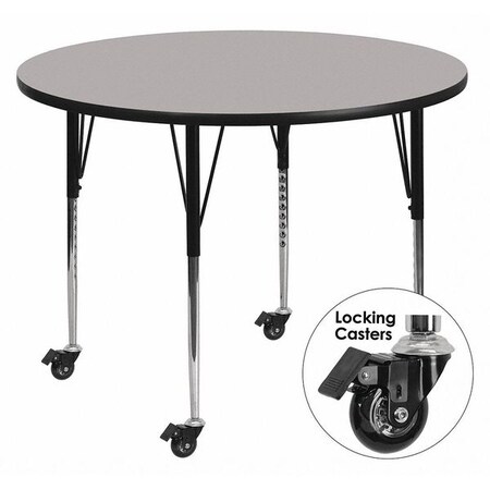 Round Activity Table, Laminate, Grey MPN:XU-A48-RND-GY-T-A-CAS-GG