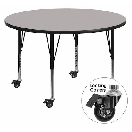 Round Activity Table, Laminate, Grey MPN:XU-A48-RND-GY-T-P-CAS-GG