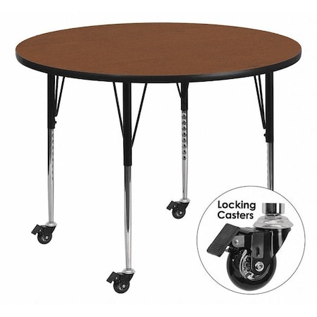 Round Activity Table, Laminate, Wood Grain MPN:XU-A48-RND-OAK-H-A-CAS-GG