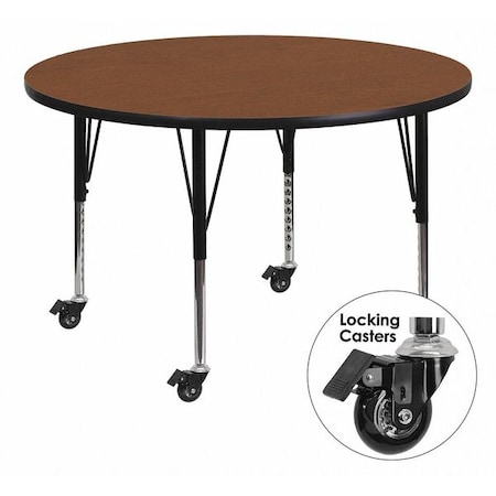 Round Activity Table, Laminate, Wood Grain MPN:XU-A48-RND-OAK-H-P-CAS-GG