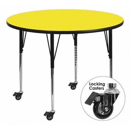 Round Activity Table, Laminate, Yellow MPN:XU-A48-RND-YEL-H-A-CAS-GG