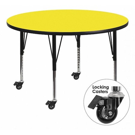 Round Activity Table, Laminate, Yellow MPN:XU-A48-RND-YEL-H-P-CAS-GG