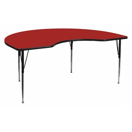 Kidney Table, Kidney Shp, Red, 48x72