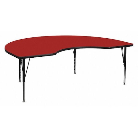 Kidney Table, Kdny Shpd, Red, Adj. Shrt Lgs, 48x96