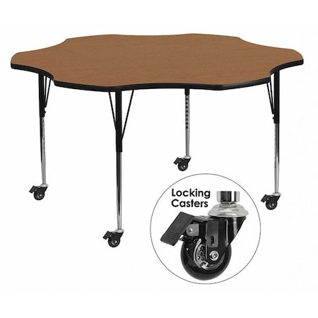 Flower Activity Table, Laminate, Wood Grain MPN:XU-A60-FLR-OAK-T-A-CAS-GG