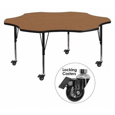 Flower Activity Table, Laminate, Wood Grain MPN:XU-A60-FLR-OAK-T-P-CAS-GG