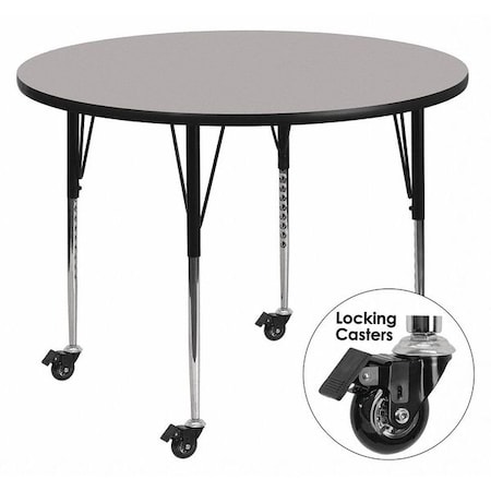 Round Activity Table, Laminate, Grey MPN:XU-A60-RND-GY-T-A-CAS-GG