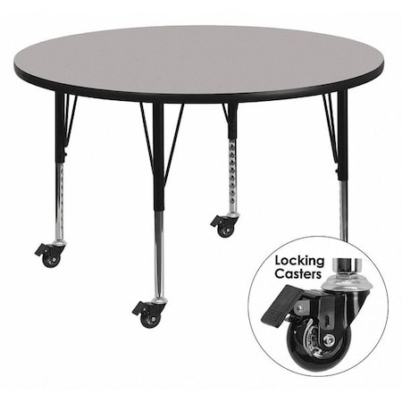 Round Activity Table, Laminate, Grey MPN:XU-A60-RND-GY-T-P-CAS-GG