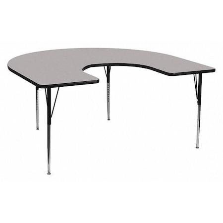 Horseshoe Activity Table, Chrome, Laminate, Particleboard, Steel, Grey MPN:XU-A6066-HRSE-GY-T-A-GG