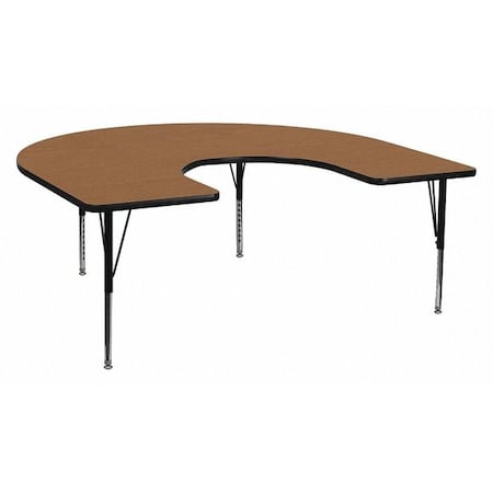 Horseshoe Activity Table, Laminate, Wood Grain MPN:XU-A6066-HRSE-OAK-T-P-GG