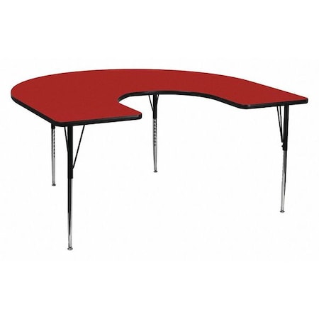 Horseshoe Activity Table, Chrome, Laminate, Particleboard, Steel, Red MPN:XU-A6066-HRSE-RED-T-A-GG