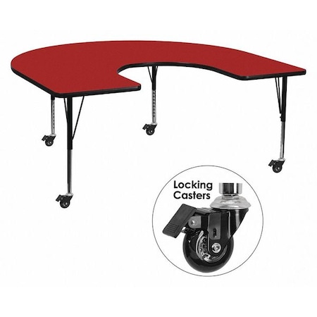 Horseshoe Activity Table, Laminate, Red MPN:XU-A6066-HRSE-RED-T-P-CAS-GG