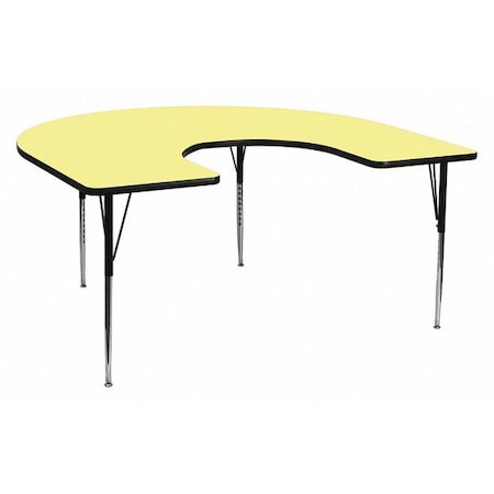 Horseshoe Activity Table, Chrome, Laminate, Particleboard, Steel, Yellow MPN:XU-A6066-HRSE-YEL-T-A-GG