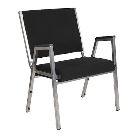 Contemporary Chair Hercules Baritrc Chair, Slvr Frm, Blk Fbrc, Fixed Arms, 18
