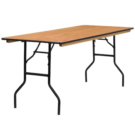 Rectangle Folding Table, Wood Top, Wood Grain MPN:YT-WTFT30X72-TBL-GG