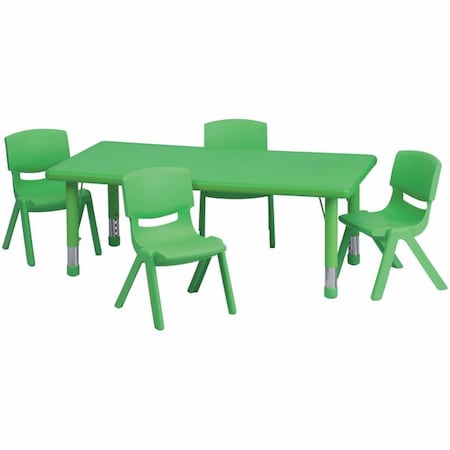 Rectangle Activity Table, 24 W, 48 L, 23.75 H, Plastic, Steel, Green MPN:YU-YCX-0013-2-RECT-TBL-GREEN-R-GG