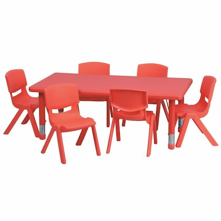 Rectangle Table Set, Plastic, Steel, Red MPN:YU-YCX-0013-2-RECT-TBL-RED-E-GG