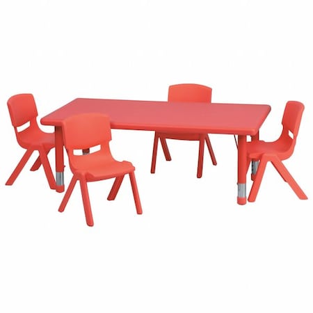 Rectangle Table Set, Plastic, Steel, Red MPN:YU-YCX-0013-2-RECT-TBL-RED-R-GG