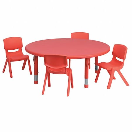 Round Activity Table, Plastic, Steel, Red MPN:YU-YCX-0053-2-ROUND-TBL-RED-E-GG