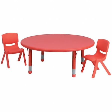 Round Activity Table, 45 W, 45 L, 23.75 H, Plastic, Steel, Red MPN:YU-YCX-0053-2-ROUND-TBL-RED-R-GG