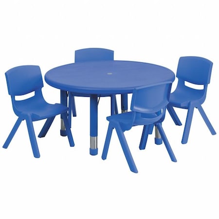 Round Activity Table, 33 W, 33 L, 23.75 H, Plastic, Steel, Blue MPN:YU-YCX-0073-2-ROUND-TBL-BLUE-E-GG